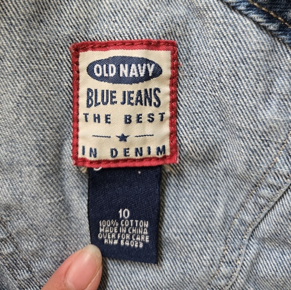 Old Navy Overalls Girls 10 Blue Denim Utility Carpenter Light Wash Y2K - Picture 2 of 9